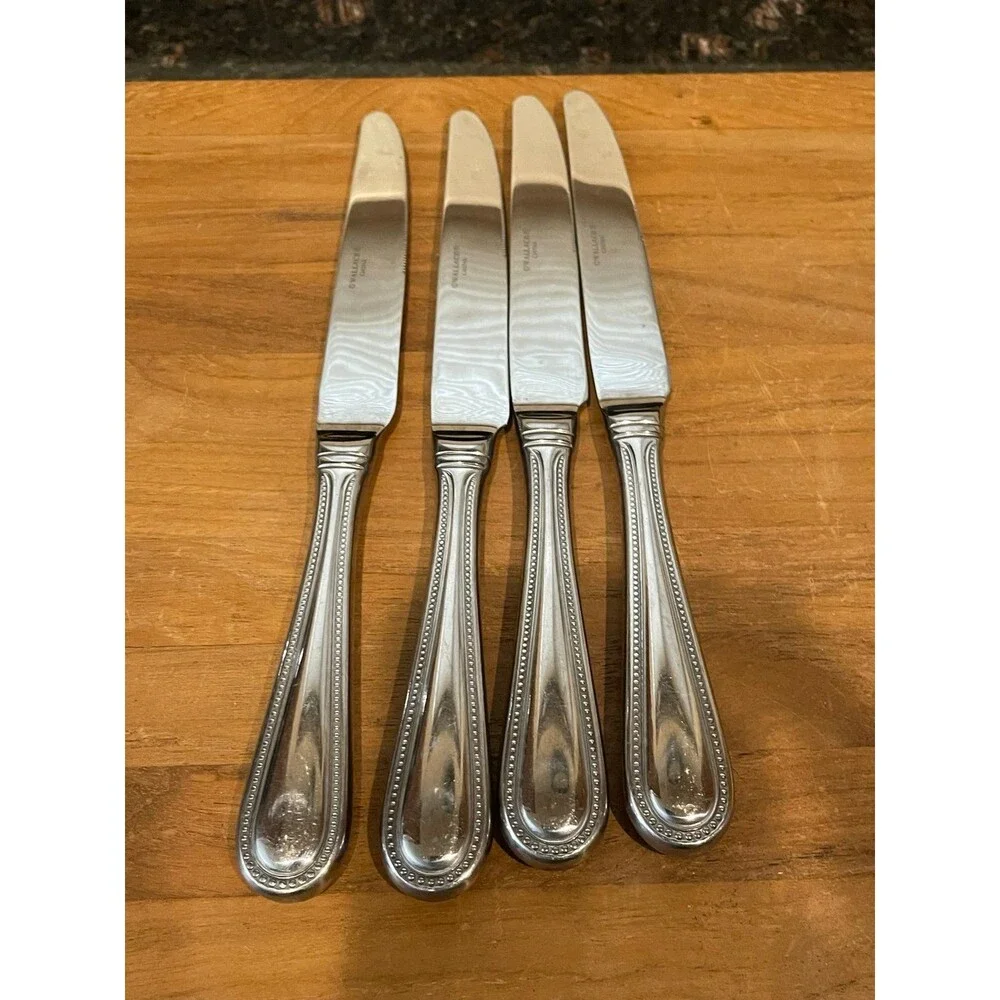 22 pc WALLACE rounded Continental Bead FLATWARE collection SILVERWARE